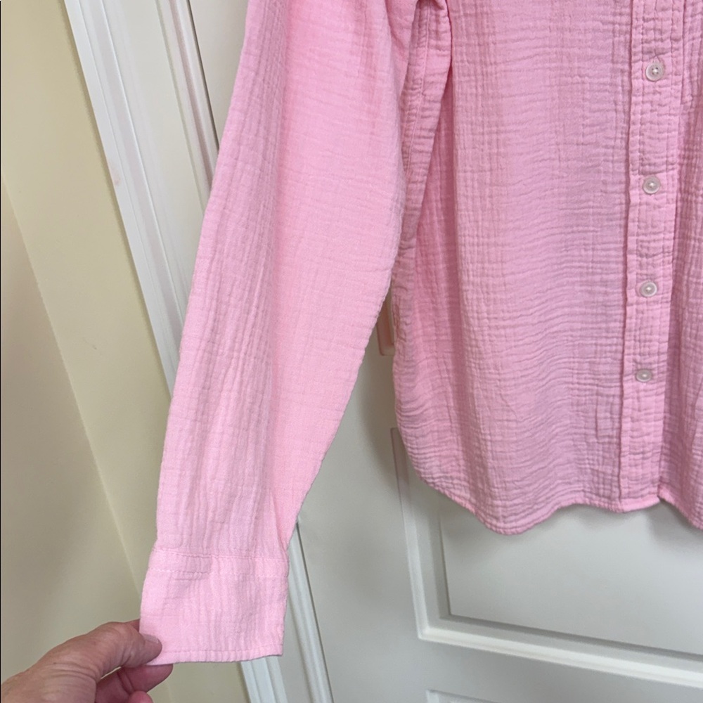 J. Crew Light Pink Crinkle Blouse - Picture 3 of 12